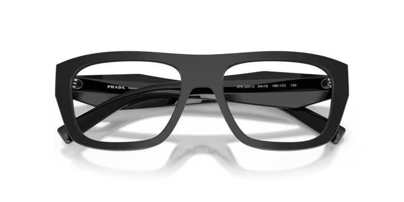 Prada 0PR D07VU 16K1O1 Black Acetate Rectangular Optical Eyeglasses Frame