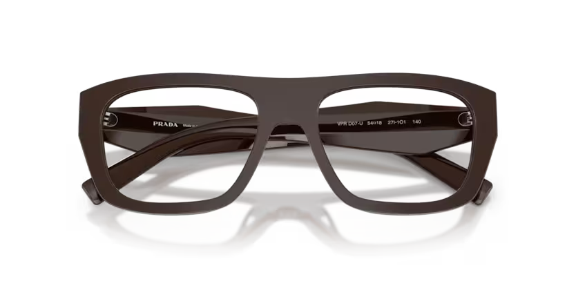 Prada 0PR D07VU 27I1O1 Cigar Brown Acetate Rectangular Optical Eyeglasses Frame