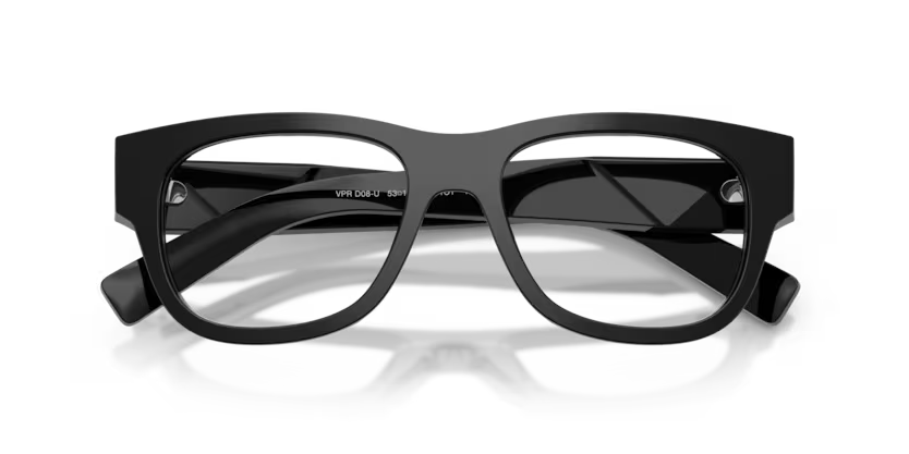 Prada 0PR D08VU 16K1O1 Black Acetate Square Optical Eyeglasses Frame