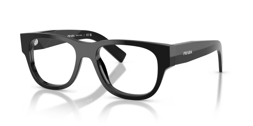 Prada 0PR D08VU 16K1O1 Black Acetate Square Optical Eyeglasses Frame