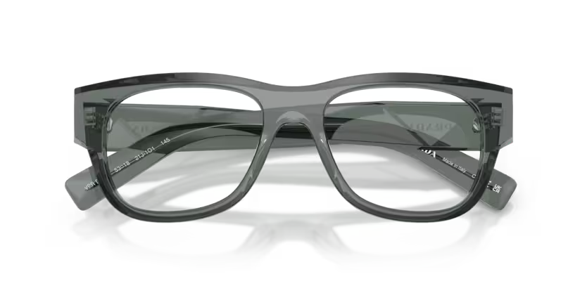 Prada 0PR D08VU 21J1O1 Transparent Grey Acetate Square Optical Eyeglasses Frame