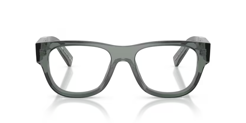 Prada 0PR D08VU 21J1O1 Transparent Grey Acetate Square Optical Eyeglasses Frame