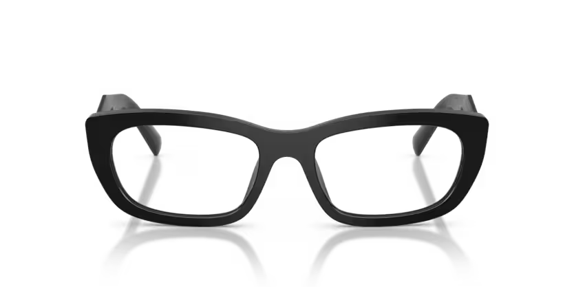 Prada 0PR D09V 16K1O1 Black Acetate Irregular Geometric Optical Eyeglasses Frame