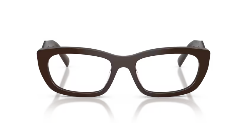 Prada 0PR D09V 27I1O1 Cigar Brown Acetate Irregular Geometric Optical Eyeglasses Frame