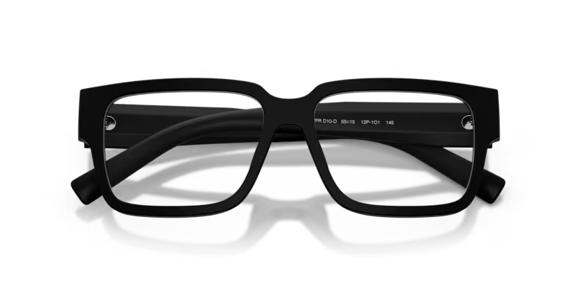 Prada 0PR D10VD 12P1O1 Matte Black Acetate Rectangular Optical Eyeglasses Frame