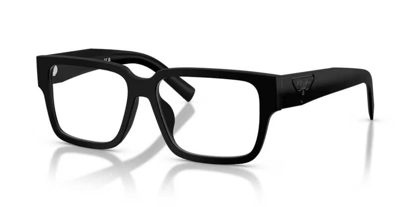 Prada 0PR D10VD 12P1O1 Matte Black Acetate Rectangular Optical Eyeglasses Frame