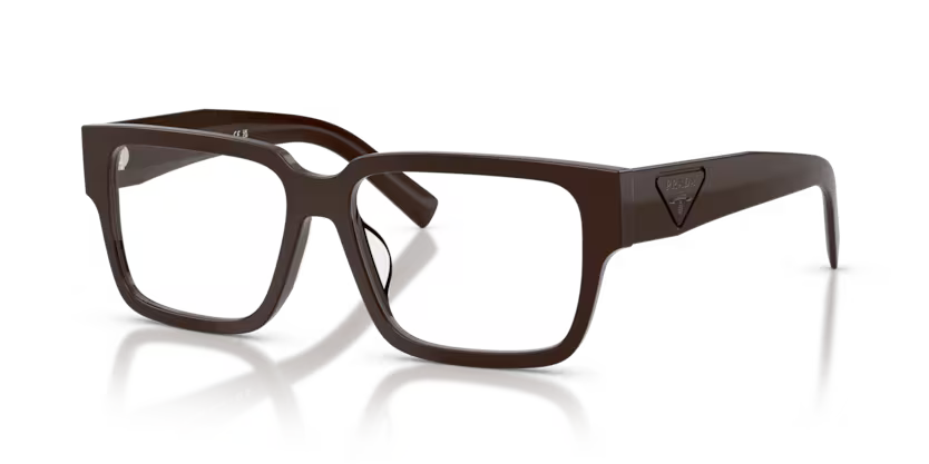 Prada 0PR D10VD 27I1O1 Cigar Brown Acetate Rectangular Optical Eyeglasses Frame