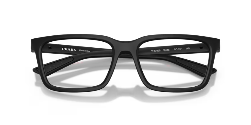 Prada Linea Rossa Lifestyle 0PS 02SV 1BO1O1 Matte Black Luxury Rectangle Eyeglasses Frame
