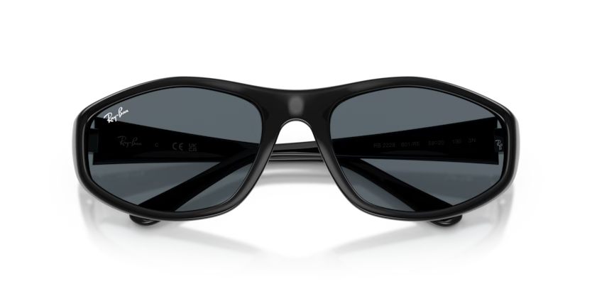Ray-Ban 0RB2228 Color 601/R5 Black Nylon Frame with Blue Crystal Lenses