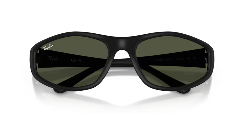 Ray-Ban 0RB2228 Color 622/31 Rubber Black Nylon Frame with Dark Green Crystal Lenses