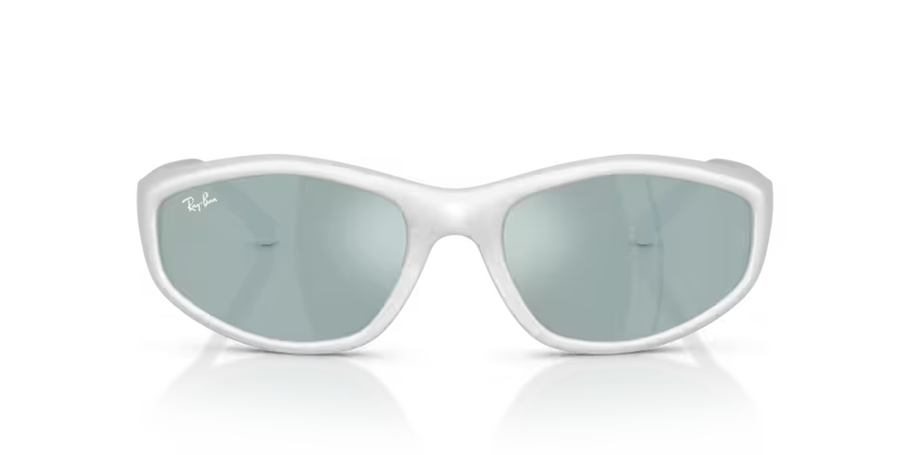 Ray-Ban 0RB2228 Color 690330 Polished Silver Nylon Frame with Light Green Mirror Silver Crystal Lenses