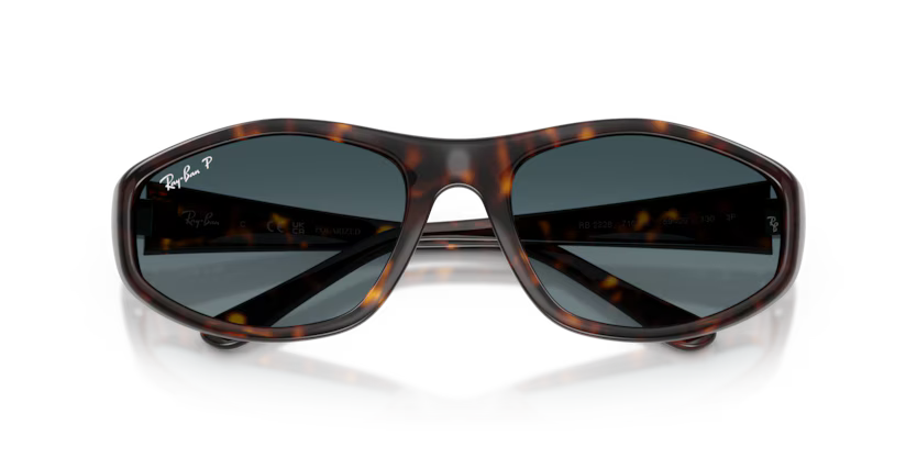 Ray-Ban 0RB2228 Color 710/S3 Polished Havana Nylon Frame with Polarized Light Blue Gradient Crystal Lenses