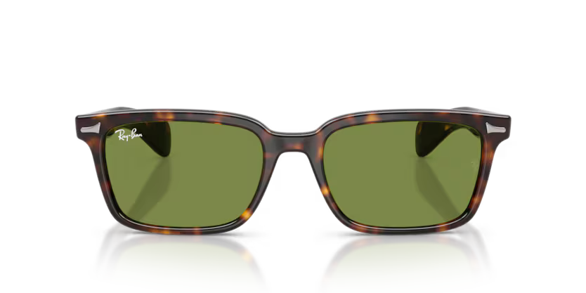 Ray-Ban 0RB2234 Brunel Color 902/4E Polished Havana Propionate Frame with Solid Green Crystal Lenses