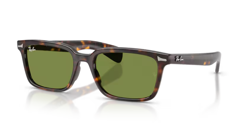 Ray-Ban 0RB2234 Brunel Color 902/4E Polished Havana Propionate Frame with Solid Green Crystal Lenses