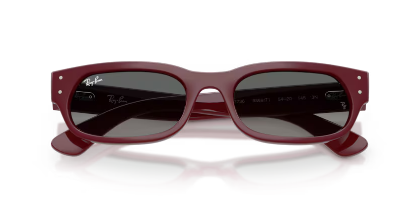 Ray-Ban 0RB2236 Color 689971 Polished Bordeaux Propionate Frame with Light Grey Gradient Dark Grey Crystal Lenses