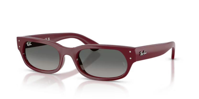 Ray-Ban 0RB2236 Color 689971 Polished Bordeaux Propionate Frame with Light Grey Gradient Dark Grey Crystal Lenses