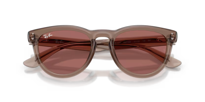 Ray-Ban 0RB2237 Color 682769 Polished Transparent Light Brown Propionate Frame with Dark Violet Polycarbonate Lenses