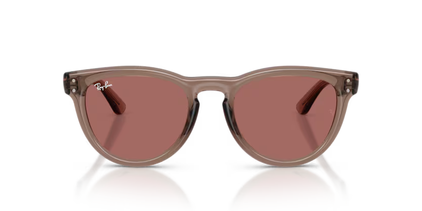 Ray-Ban 0RB2237 Color 682769 Polished Transparent Light Brown Propionate Frame with Dark Violet Polycarbonate Lenses