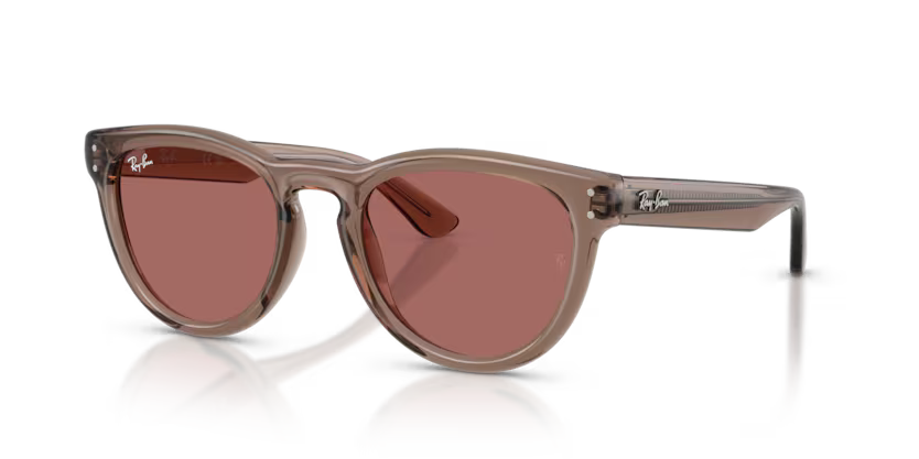 Ray-Ban 0RB2237 Color 682769 Polished Transparent Light Brown Propionate Frame with Dark Violet Polycarbonate Lenses