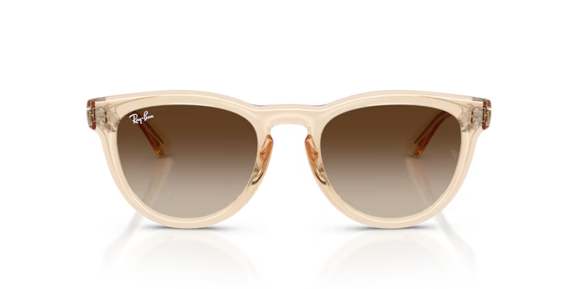 Ray-Ban 0RB2237 Color 690213 Polished Transparent Nude Propionate Frame with Light Brown Gradient Dark Brown Polycarbonate Lenses