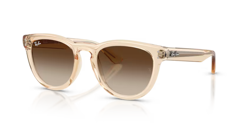 Ray-Ban 0RB2237 Color 690213 Polished Transparent Nude Propionate Frame with Light Brown Gradient Dark Brown Polycarbonate Lenses