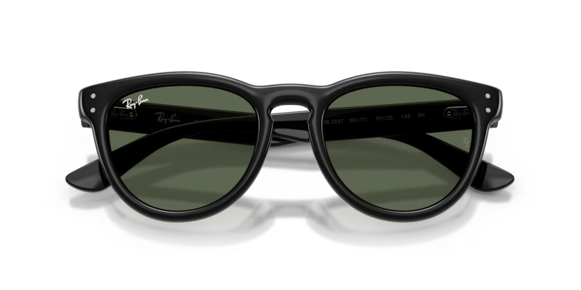 Ray-Ban 0RB2237 Color 901/71 Polished Black Propionate Frame with Dark Green Polycarbonate Lenses