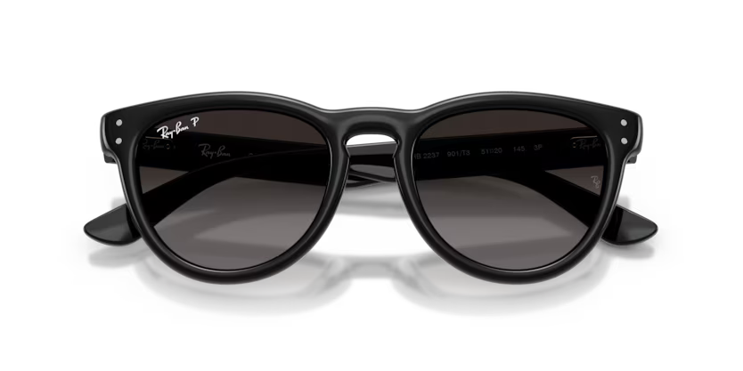 Ray-Ban 0RB2237 Color 901/T3 Polished Black Propionate Frame with Polarized Light Grey Gradient Grey Polycarbonate Lenses