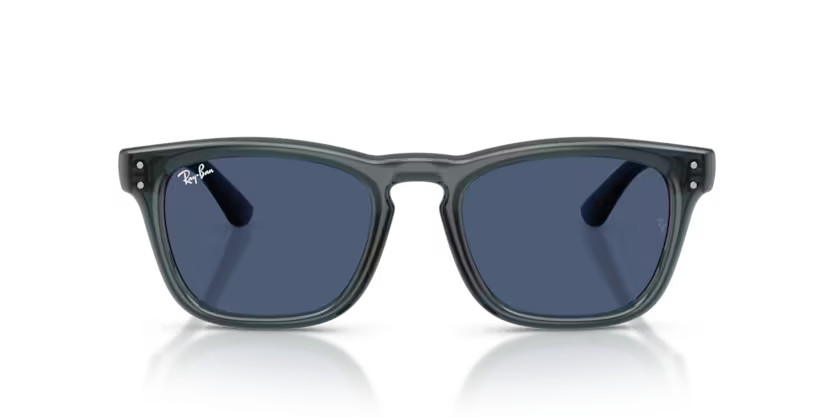 Ray-Ban 0RB2238 Color 689780 Polished Transparent Blue Propionate Frame with Blue Polycarbonate Lenses