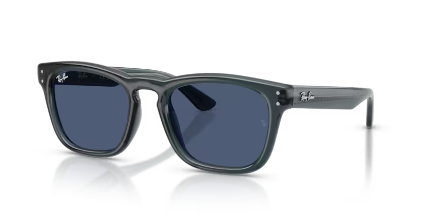 Ray-Ban 0RB2238 Color 689780 Polished Transparent Blue Propionate Frame with Blue Polycarbonate Lenses