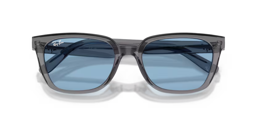 Ray-Ban 0RB2243D Color 139972 Polished Transparent Grey Acetate Frame with Light Blue Polyamide Bio Lenses
