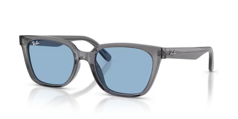 Ray-Ban 0RB2243D Color 139972 Polished Transparent Grey Acetate Frame with Light Blue Polyamide Bio Lenses
