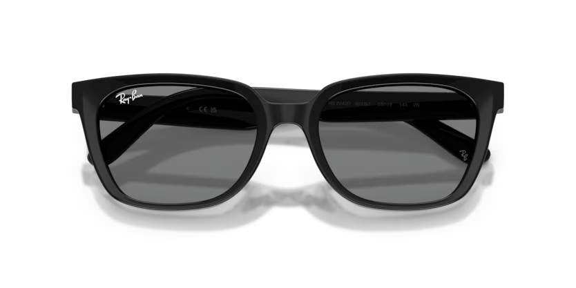 Ray-Ban 0RB2243D Color 901/87 Polished Black Acetate Frame with Dark Grey Polyamide Bio Lenses