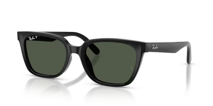 Ray-Ban 0RB2243D Color 9019A Polished Black Acetate Frame with Polarized Dark Green CR39 Lenses