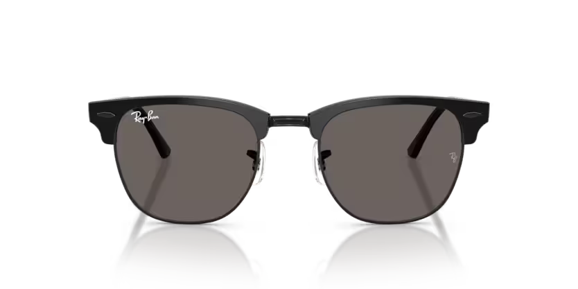 Ray-Ban 0RB3016 Clubmaster Color 1291B1 Polished Black on Black Acetate Frame with Dark Grey Crystal Lenses