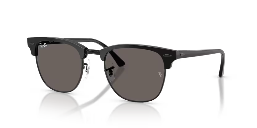 Ray-Ban 0RB3016 Clubmaster Color 1291B1 Polished Black on Black Acetate Frame with Dark Grey Crystal Lenses