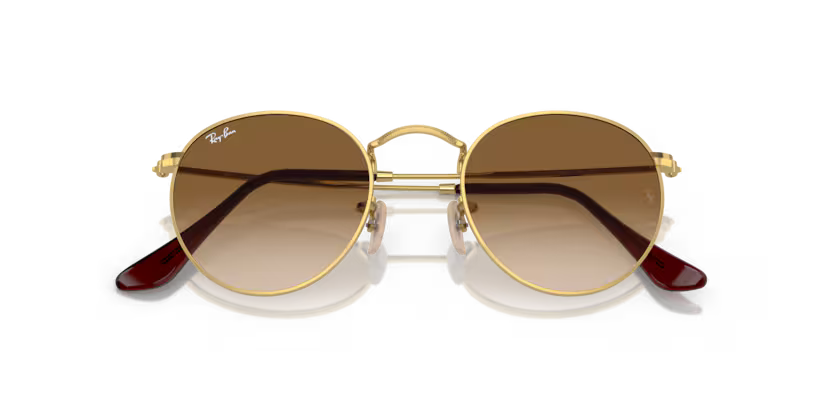 Ray-Ban 0RB3447 Round Metal 001/51 Gold Metal Sunglasses – Brown Gradient Crystal Lenses