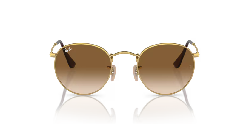Ray-Ban 0RB3447 Round Metal 001/51 Gold Metal Sunglasses – Brown Gradient Crystal Lenses