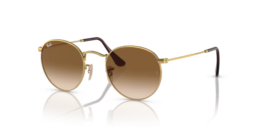Ray-Ban 0RB3447 Round Metal 001/51 Gold Metal Sunglasses – Brown Gradient Crystal Lenses