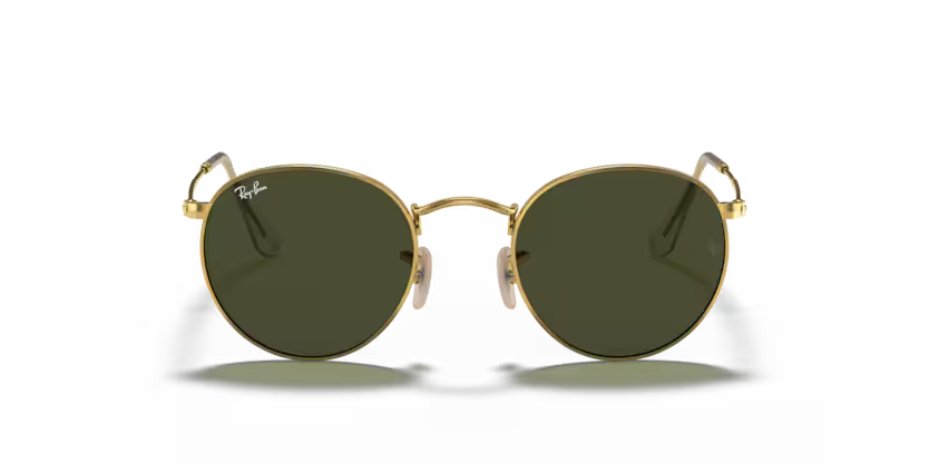 Ray-Ban 0RB3447 Round Metal 001/58 Arista Gold Metal Sunglasses – G-15 Green Polarized Crystal Lenses