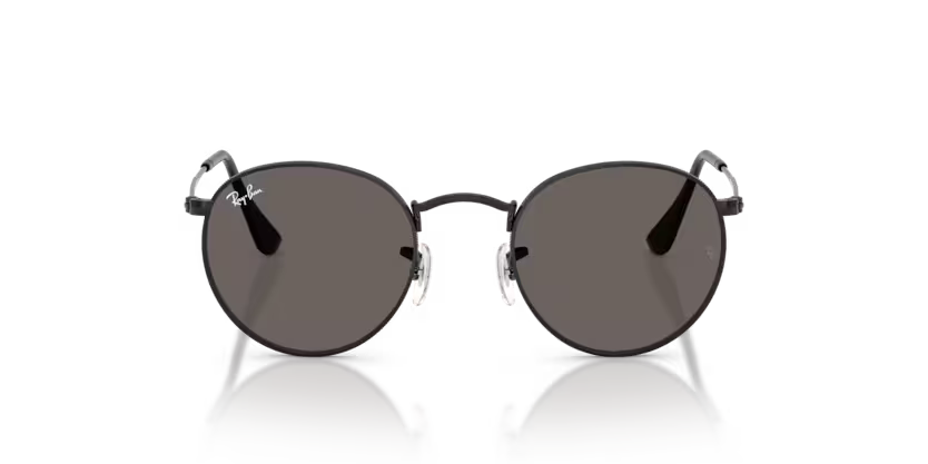 Ray-Ban 0RB3447 Round Metal Color 002/B1 Polished Black Metal Frame with Dark Grey Crystal Lenses