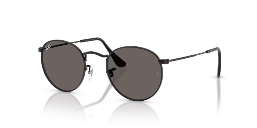 Ray-Ban 0RB3447 Round Metal Color 002/B1 Polished Black Metal Frame with Dark Grey Crystal Lenses