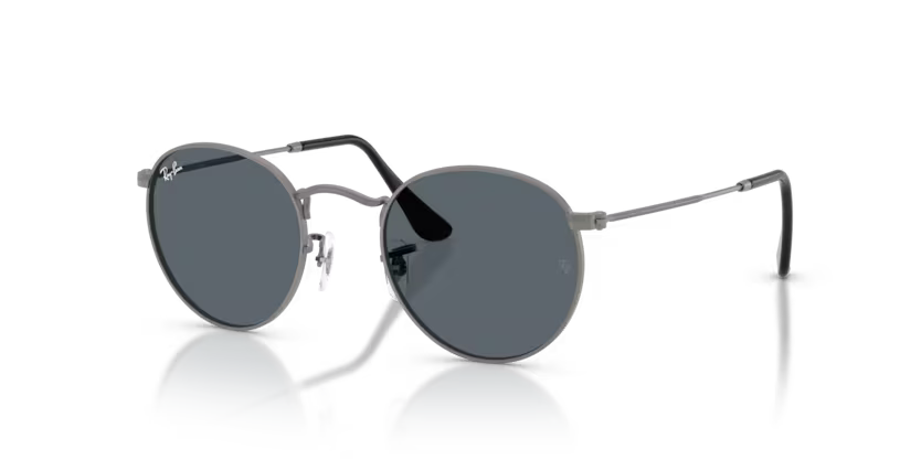 Ray-Ban 0RB3447 Round Metal Color 029/R5 Matte Gunmetal Metal Frame with Blue Crystal Lenses