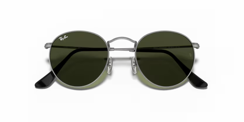 Ray-Ban 0RB3447 Round Metal 029 Gunmetal Metal Sunglasses – G-15 Green Crystal Lenses