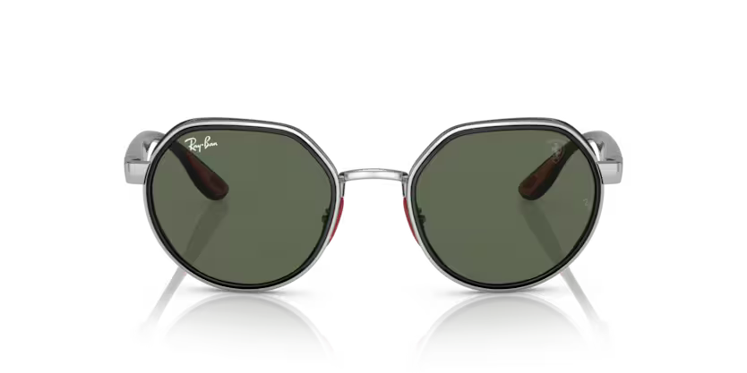 Ray-Ban 0RB3703M F00771 Silver Metal Irregular Sunglasses – Dark Green Polycarbonate Lenses