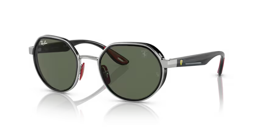 Ray-Ban 0RB3703M F00771 Silver Metal Irregular Sunglasses – Dark Green Polycarbonate Lenses