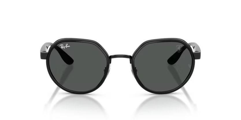 Ray-Ban 0RB3703M Scuderia Ferrari Collection Color F11787 Polished Black Metal Frame with Dark Grey Lenses