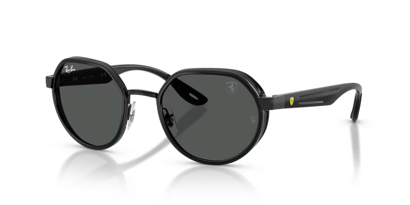Ray-Ban 0RB3703M Scuderia Ferrari Collection Color F11787 Polished Black Metal Frame with Dark Grey Lenses