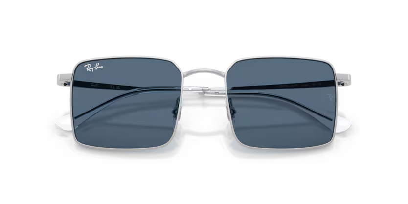 Ray-Ban 0RB3782 003/80 Silver Metal Square Sunglasses – Dark Blue Lenses