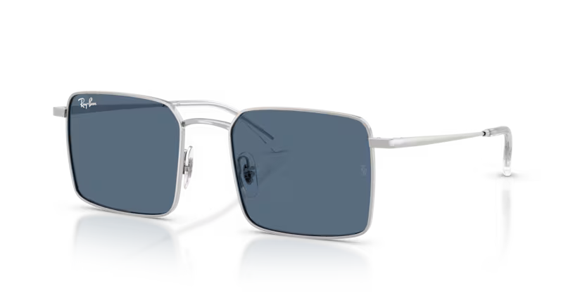 Ray-Ban 0RB3782 003/80 Silver Metal Square Sunglasses – Dark Blue Lenses