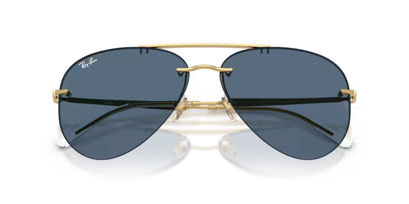 Ray-Ban 0RB3791 Color 001/80 Arista Rimless Metal Frame with Dark Blue Bio Lenses
